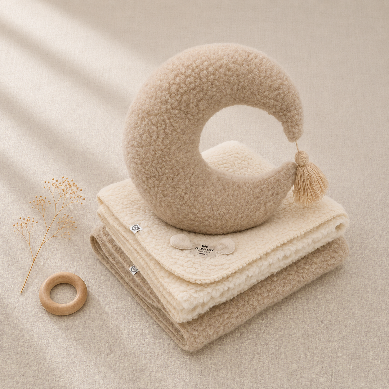 Wollen Maan Kussen voor Baby- & Kinderkamer | Thumbled