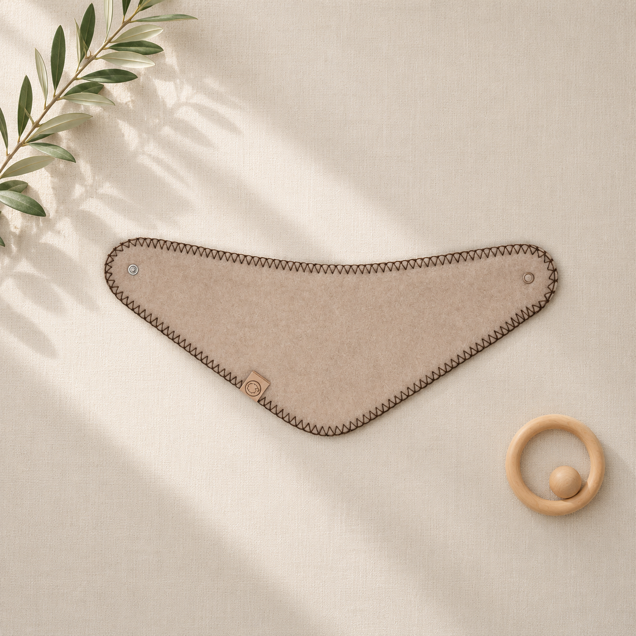 Wollen Babysjaal | Felted Beige donkere stiksel