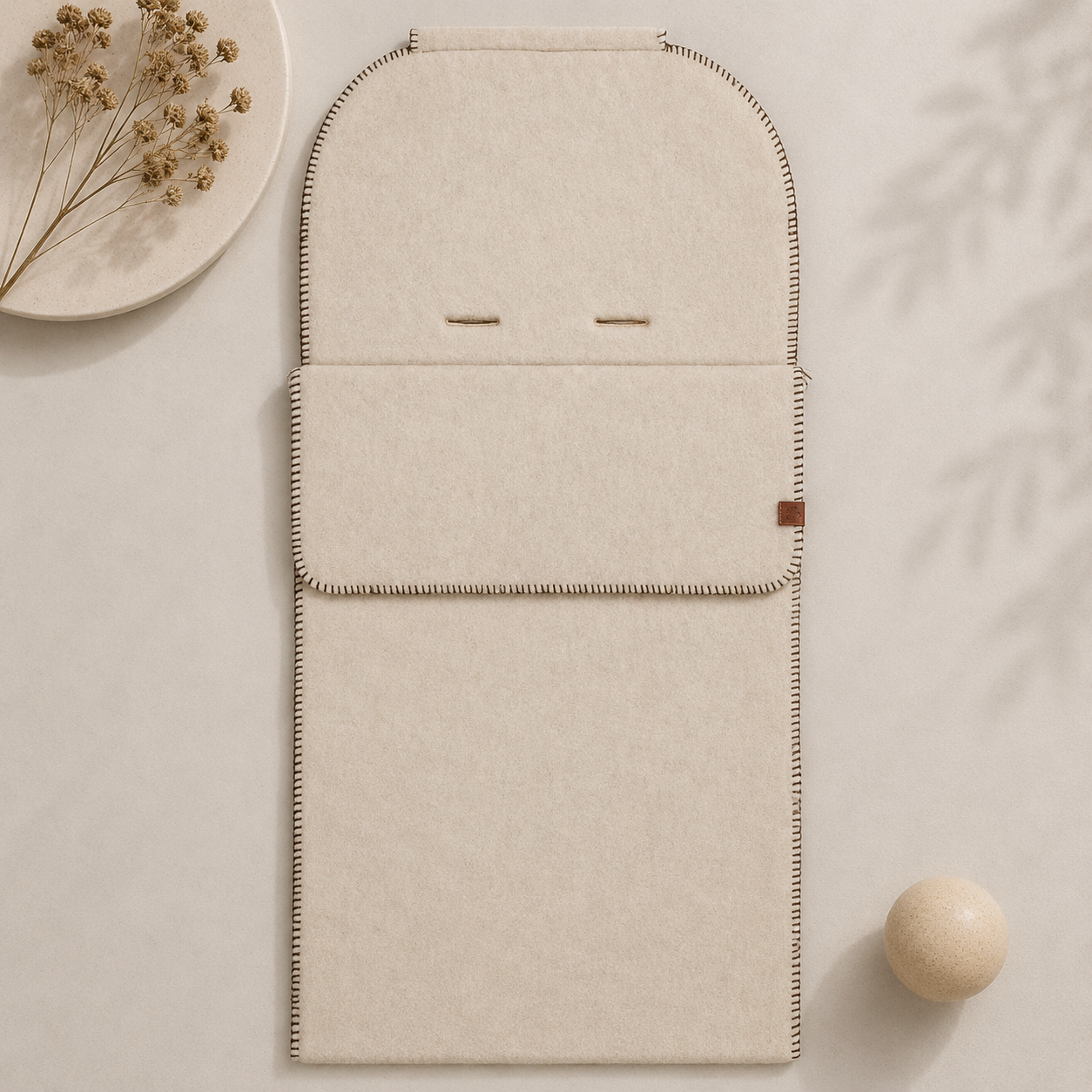 Wollen Voetenzak Baby voor Kinderwagen & Buggy | Bakigo Felted donkere stiksel