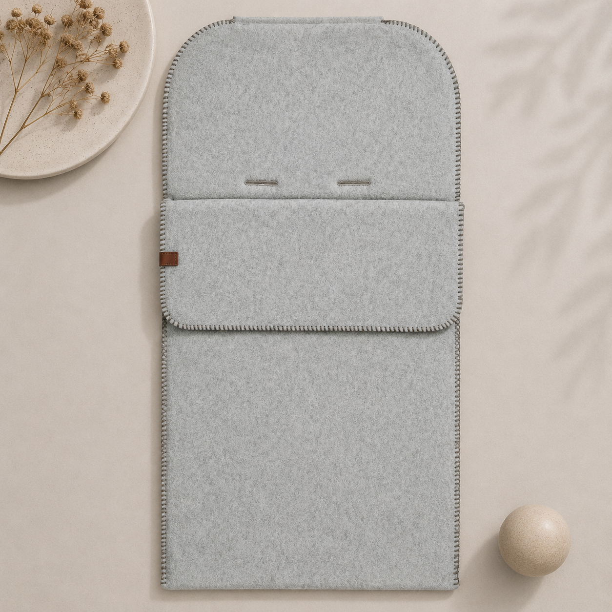 Wollen Voetenzak Baby voor Kinderwagen & Buggy | Bakigo Felted donkere stiksel