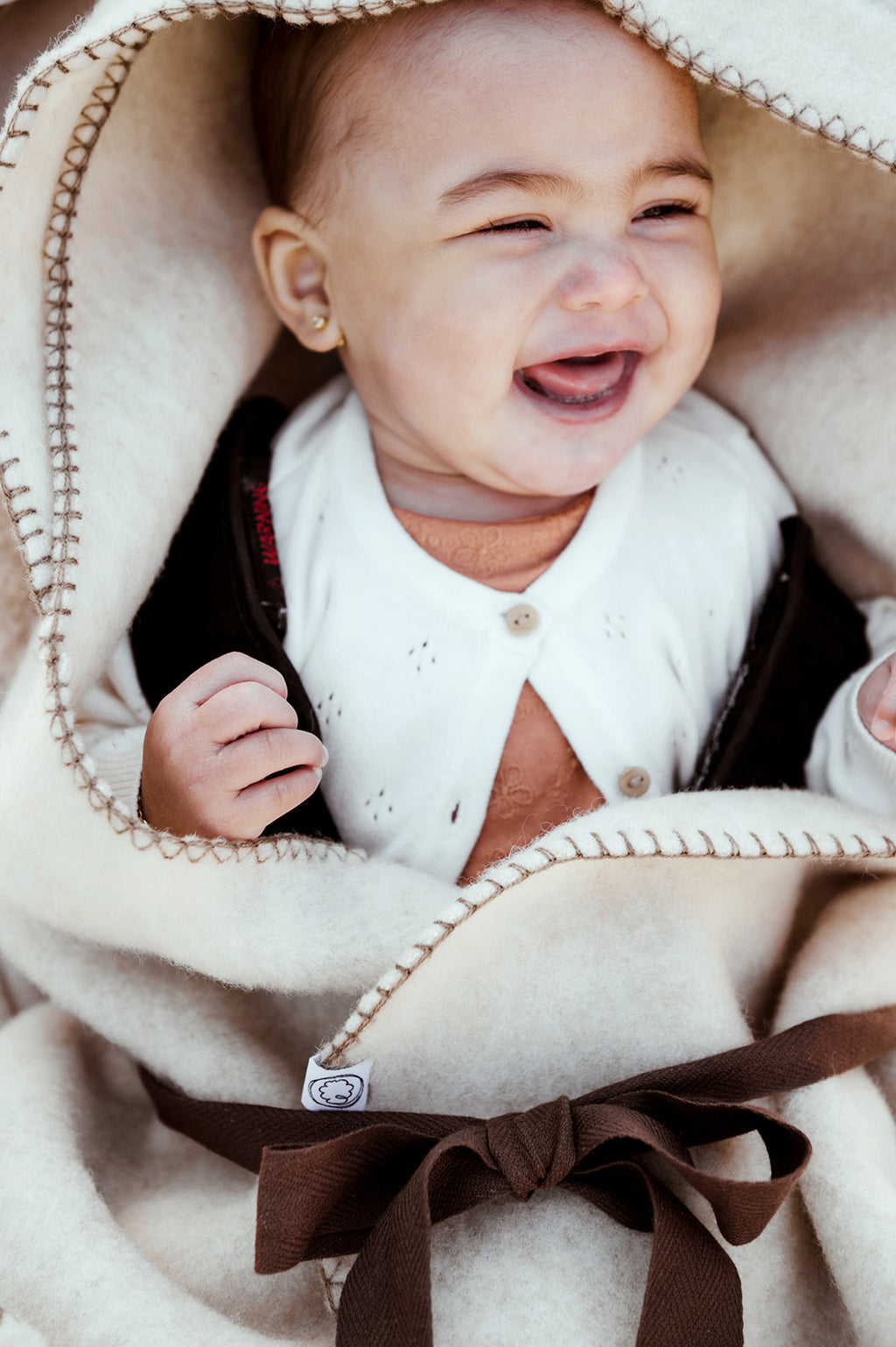 Wollen Omslagdoek Baby voor Maxi-Cosi & Kinderwagen | Wingy Felted donkere stiksel
