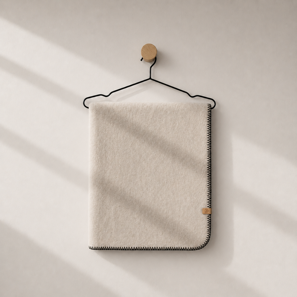 Wollen Babydeken van Zuiver Scheerwol | Felted donkere stiksel