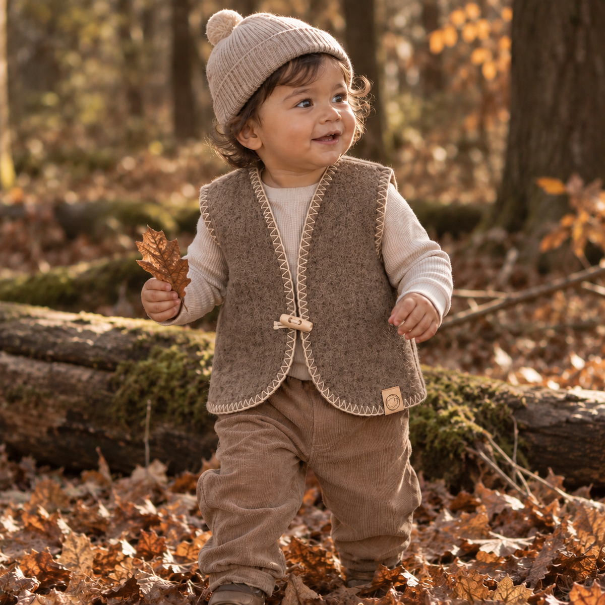 Wollen Bodywarmer Baby & Kind | Felted lichte stiksel