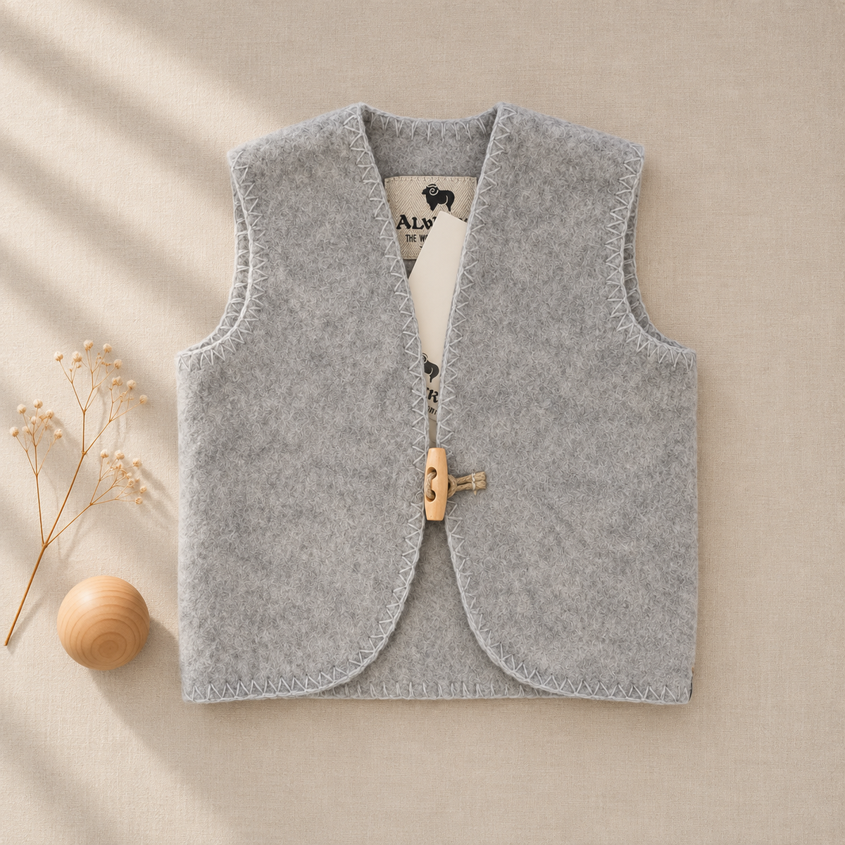 Alwero Kinder Bodywarmer van Wol Felted | Sale Lichtgrijs